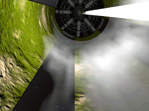 An interior view of a space habitat.